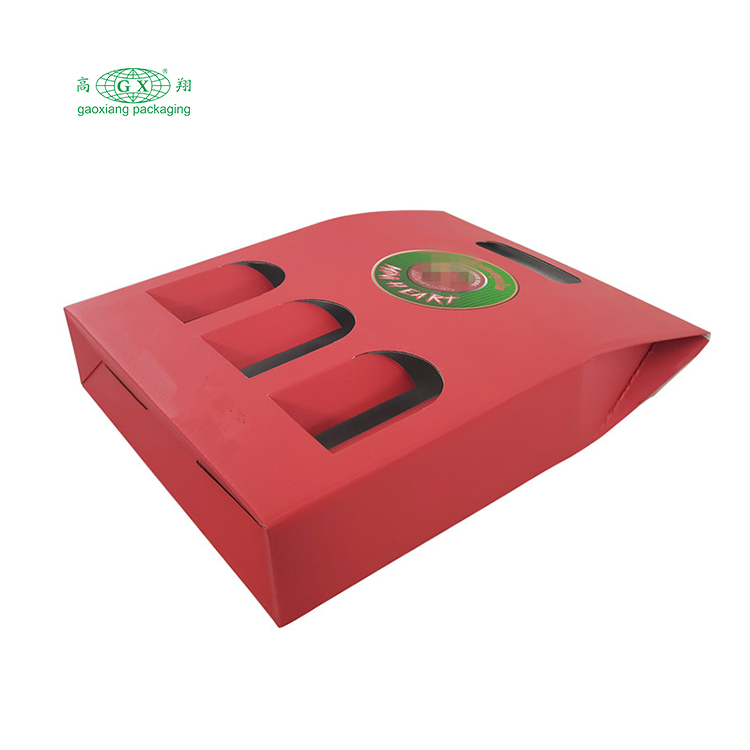 Consuetudo Lupum complicata impressa cistae vini limae 3-utrem paper utrem packaging box cum fenestra