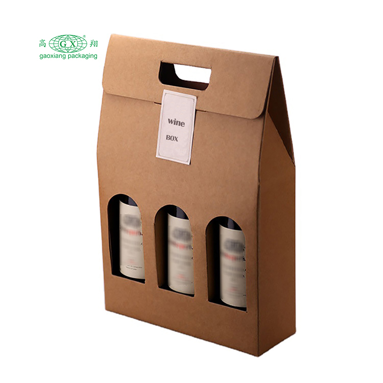 Consuetudo Lupum complicata impressa cistae vini limae 3-utrem paper utrem packaging box cum fenestra