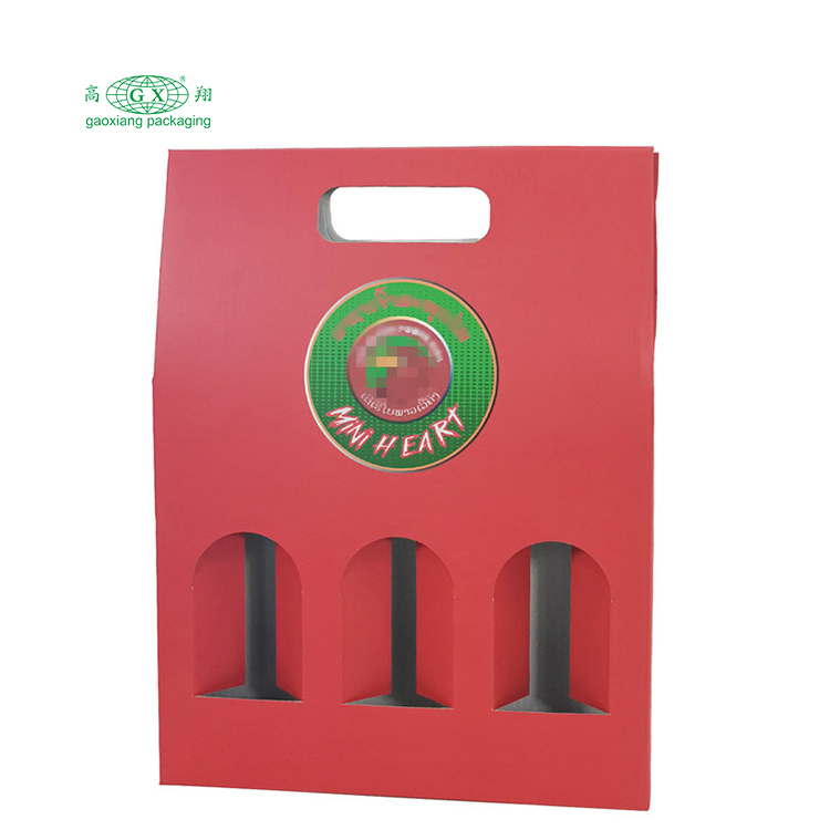 Consuetudo Lupum complicata impressa cistae vini limae 3-utrem paper utrem packaging box cum fenestra