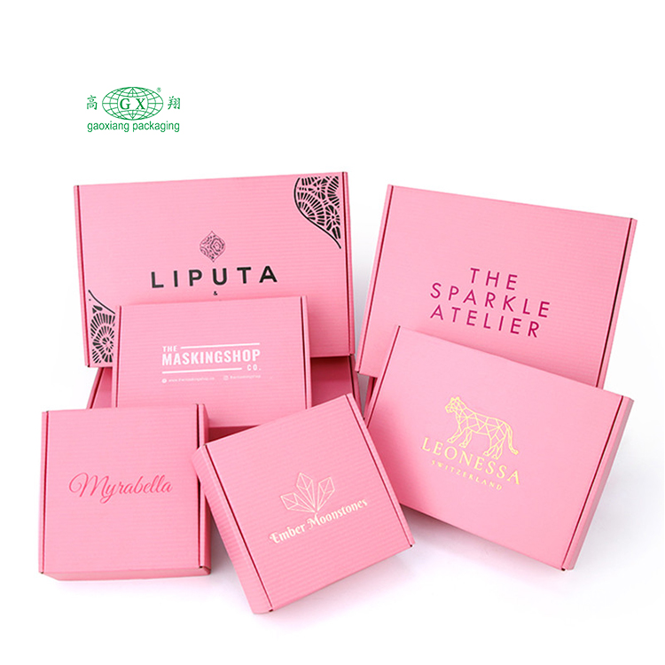 Custom logo vestes packaging pink 3-layer e flute mailer paper cardboard shipping mailing packaging arca limae