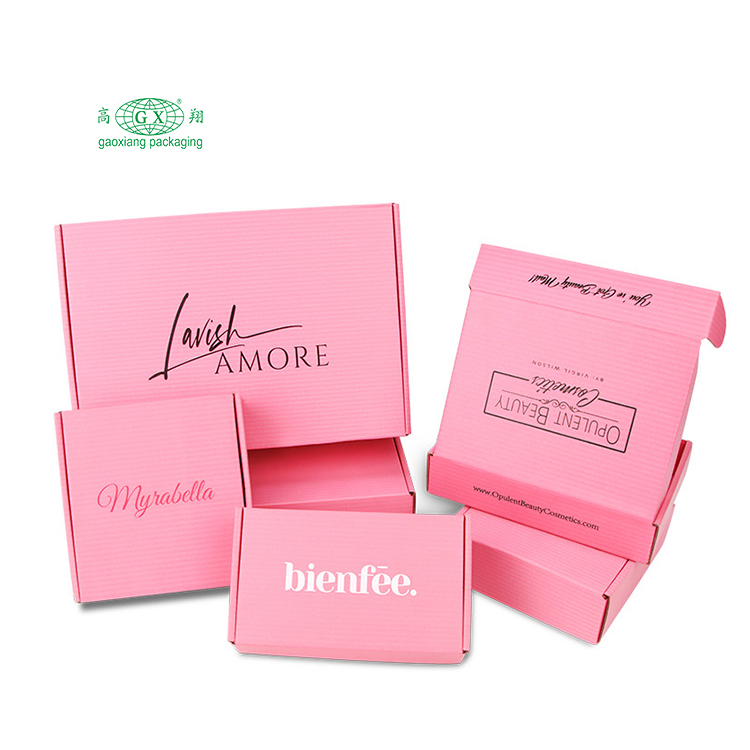 Custom logo vestes packaging pink 3-layer e flute mailer paper cardboard shipping mailing packaging arca limae