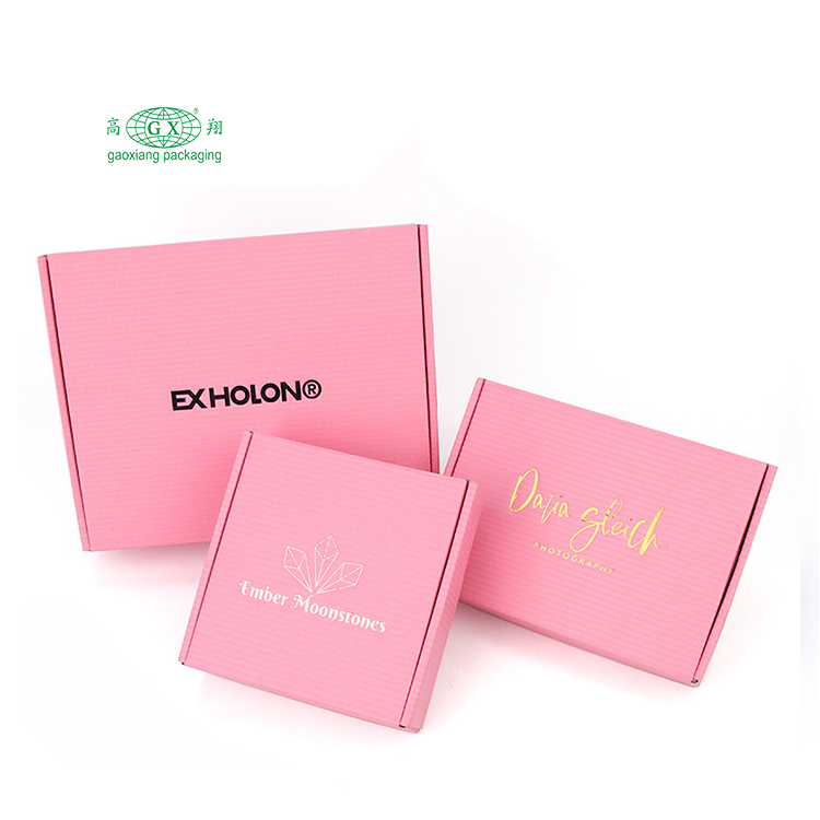 Custom logo vestes packaging pink 3-layer e flute mailer paper cardboard shipping mailing packaging arca limae