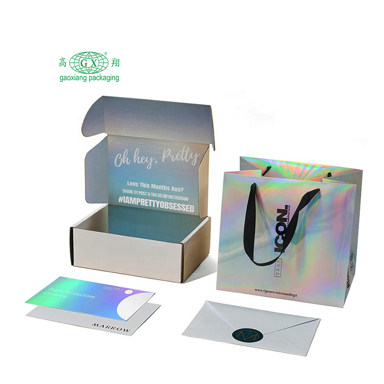 Custom print personalized notam ecommerce conrugated paper boxes holographic shipping mailer packaging box